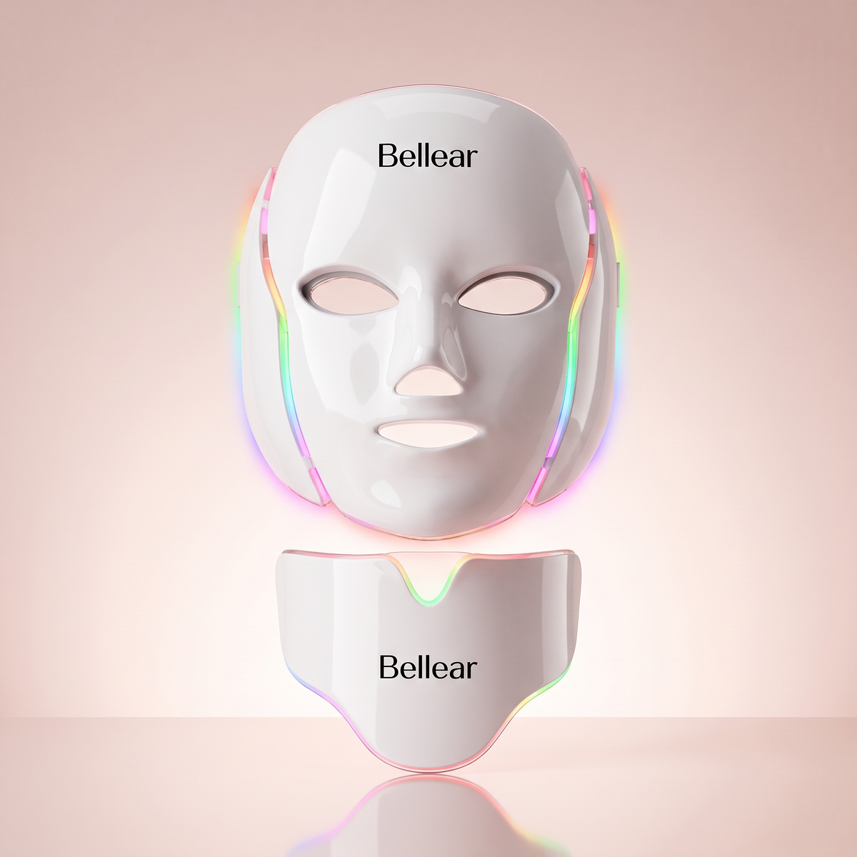 LumiLift™ Completo — máscara facial + peça de pescoço com LED e microcorrente Bellear