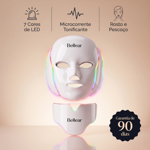 Máscara LED e Microcorrente LumiLift™ Bellear — facial e pescoço, 7 cores de LED, garantia de 90 dias