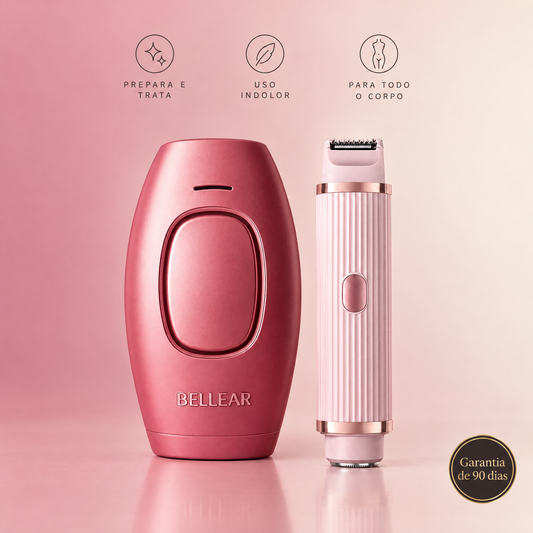 Kit Essencial Bellear — depilador IPL Laser e depilador elétrico SmoothShave, com garantia de 90 dias